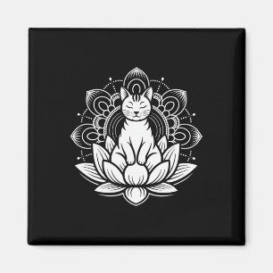 Meditative Cat Lotus Flower Yoga Spirituality Tee Magnet