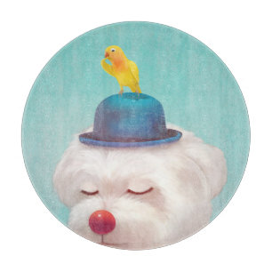Meditative Clown Dog Portrait Cutting Board