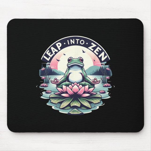 Meditative Frog Lotus Pose Yoga Zen Peaceful Mind  Mouse Pad (Front)