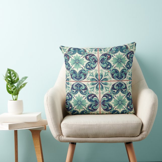 Meditative Patterns: Azulejo Tranquillity Cushion (Chair)