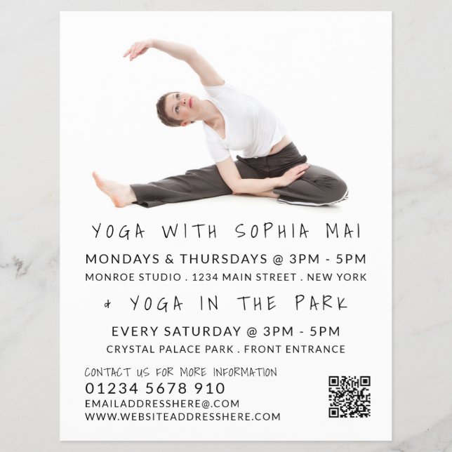 Meditative Posture Portrait Yoga Class Advertising Flyer (Front)