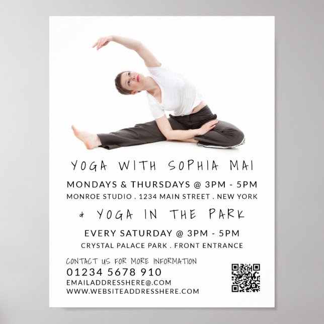 Meditative Posture Portrait Yoga Class Advertising Poster (Front)