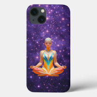 Meditative woman & starry purple sky