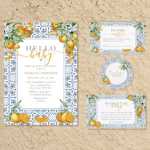 Mediterranean All Blue tile Citrus Paper Plate