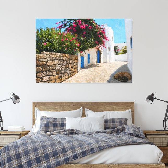 Mediterranean Alley Large Stretched Canvas Art (Insitu(Bedroom))