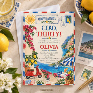 Mediterranean Almafi Coast Birthday Postcard 