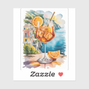 Mediterranean Aperol Spritz Drink Watercolor