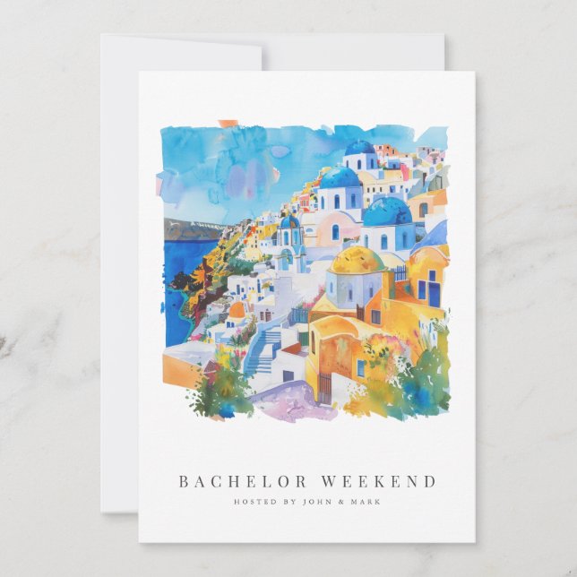 Mediterranean Bachelor Weekend Invitation Card (Front)