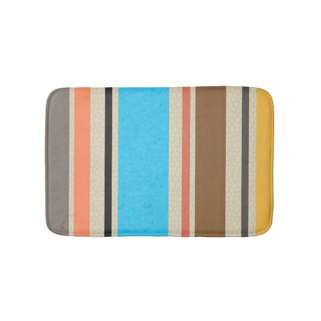 Mediterranean Beach Colour Stripe Tile Pattern Bath Mat (Front)