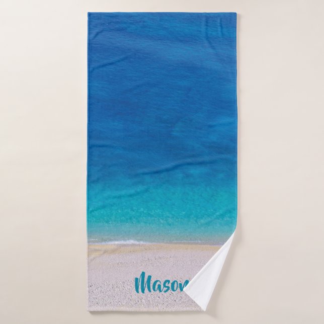 Mediterranean Beach (with personalized name) Bath Towel (Bath Towel)