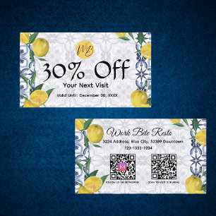 Mediterranean Bliss Lemon Restaurant Qr Code Menu  Discount Card