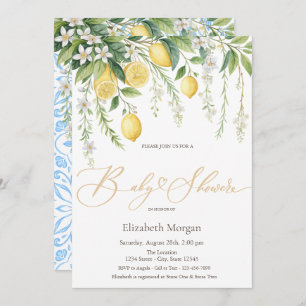 Mediterranean Blooming Lemons Baby Shower Invitation