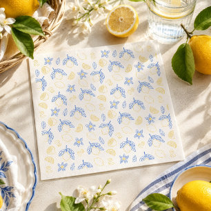 Mediterranean Blossom Citrus Lemon Pattern Napkin