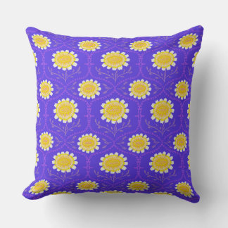 Mediterranean Blue and Yellow Floral Greek Flora Cushion