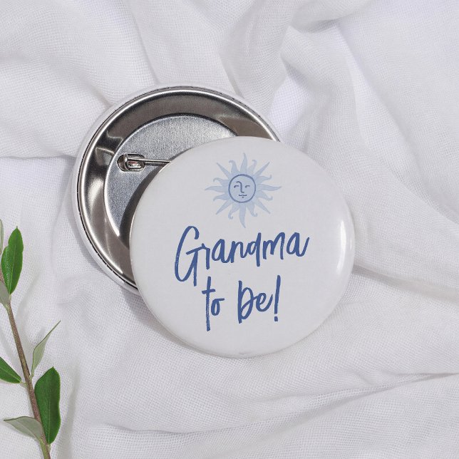 Mediterranean Blue Baby Shower Grandma To Be 6 Cm Round Badge (Creator Uploaded)