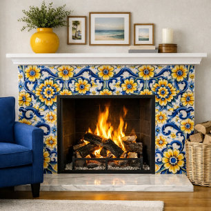 Mediterranean Blue Floral Seamless Tile