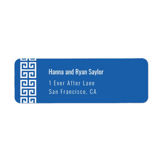 Mediterranean Blue Greek Key Address Labels (Front)