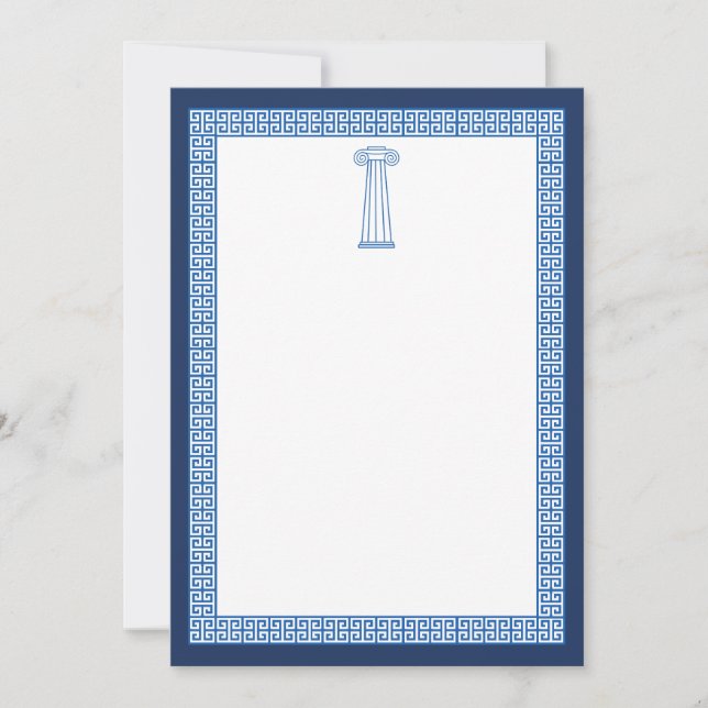 Mediterranean Blue Greek Key Greek Column Invitation (Front)
