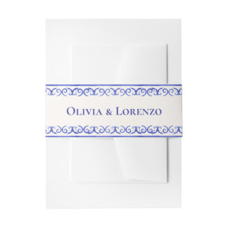 Mediterranean Blue & Lemon Branch Wedding Invitation Belly Band