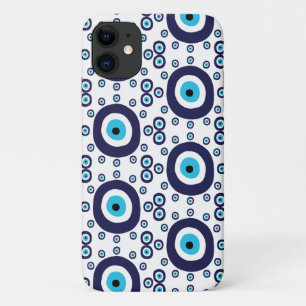 Mediterranean Blue Nazar Evil Eye Circles Pattern Case-Mate iPhone Case