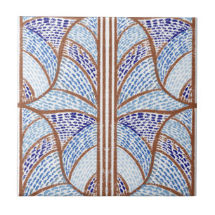Mediterranean Blue. & Terracotta Mosaic Pattern Tile