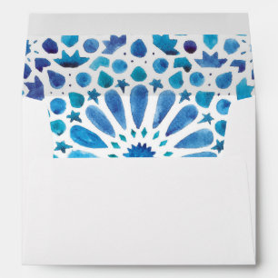 Mediterranean Blue Tile Address Wedding Invitation Envelope