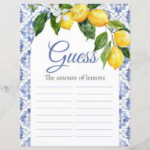 Mediterranean Blue Tile Lemon Baby Shower Guess