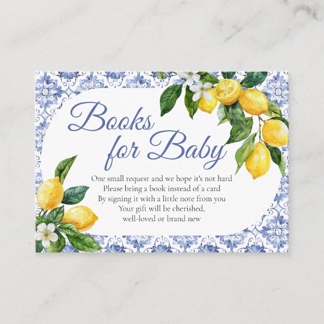 Mediterranean Blue Tile Lemon Books for Baby  Enclosure Card (Front)
