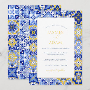 Mediterranean Blue Tile Wedding Invitation