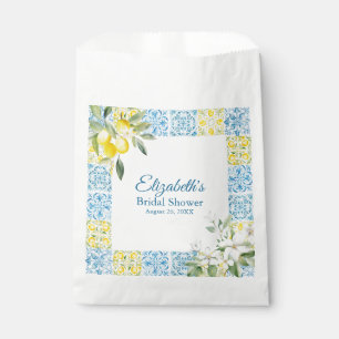 Mediterranean Blue Tiles and Lemons Bridal Shower Favour Bags