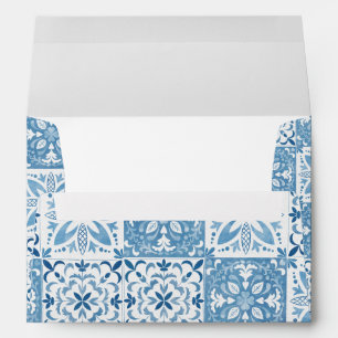 Mediterranean Blue Tiles Italian Sicily Elegant Envelope
