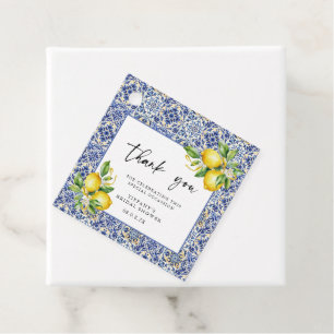 Mediterranean Blue Tiles Lemons Bridal Shower Favour Tags