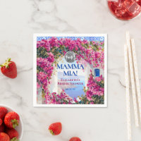 Mediterranean Blue Tiles Pink Flowers Disco Ball