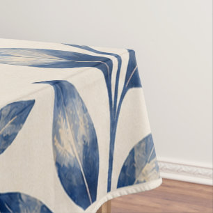 Mediterranean Blue Watercolor Foliage Tablecloth