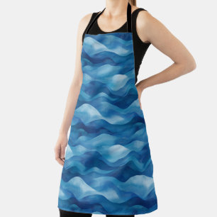Mediterranean Blue Waves All-Over Print Apron