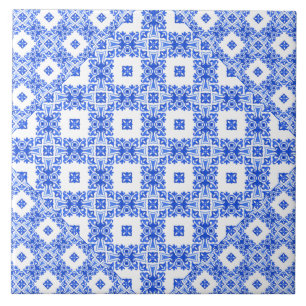 Mediterranean blue white iznik delft style pattern tile