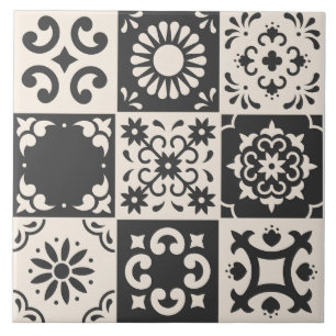 Mediterranean Blue White Red Tile Pattern 