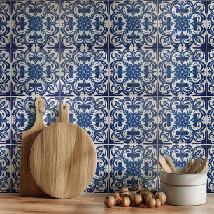 Mediterranean Blue White Rustic Portuguese Azulejo Tile