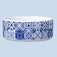 Mediterranean Blue White Tile Pattern Watercolor