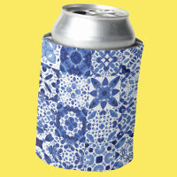 Mediterranean Blue White Tile Pattern Watercolor