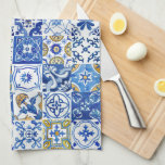 Mediterranean Blue, White & Yellow Floral Pattern Tea Towel<br><div class="desc">Bring the beautiful waters of the Mediterranean to your kitchen with the stunning Mediterranean Blue, White & Yellow Floral Pattern kitchen towel. Our design features the brilliance of the Italian Amalfi Coast and brings the elegant beauty of the Mediterranean into your home. The Mediterranean Blue, White & Yellow Floral Pattern...</div>