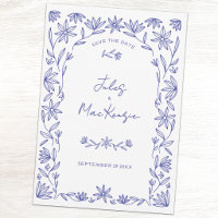 Mediterranean Blue Wildflower Art Save the Date