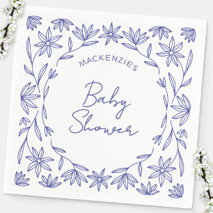 Mediterranean Blue Wildflower BabyShower Napkin
