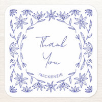 Mediterranean Blue Wildflower Line Art Thank You