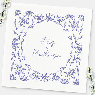 Mediterranean Blue Wildflower Wedding Napkin