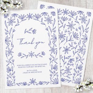 Mediterranean Blue Wildflower Wedding Thank You Invitation