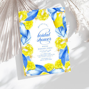 Mediterranean Blue Yellow Lemons Bridal Shower Invitation