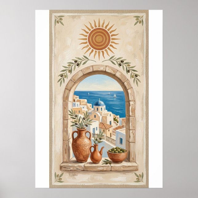 Mediterranean Boho Sun & Sea Poster (Front)