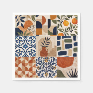 Mediterranean Boho Tile Pattern Napkin