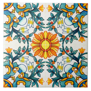 Mediterranean Botanical Patterned Tile